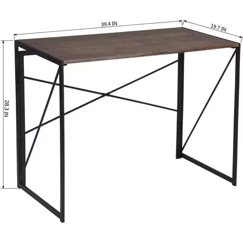Bureau pliant moderne pour petit bureau d'ordinateur, marron, 99 cm