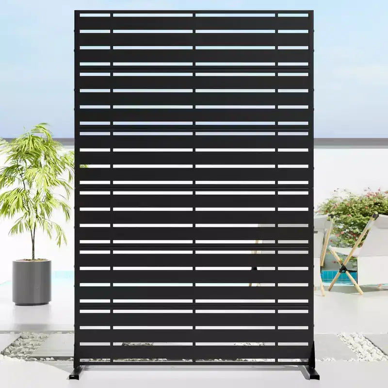 72 H47W Dovelina Black Metal Planter Box with Trellis Privacy Screen for Caf Patio,Garden & Balconies