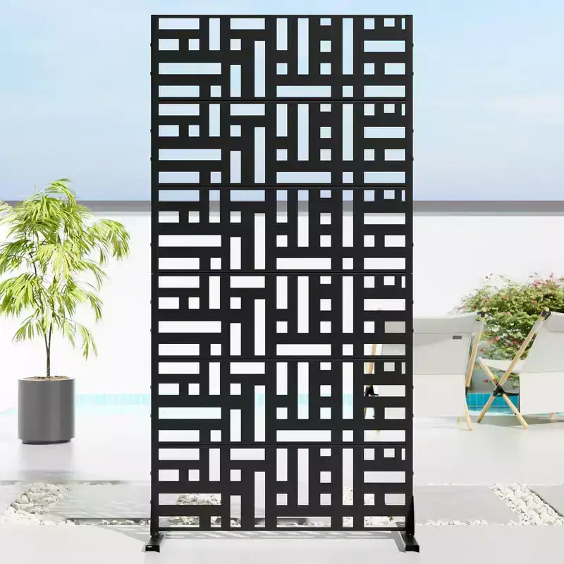 72 H35W Dovelina Black Metal Planter Box with Trellis Privacy Screen for Caf Patio,Garden & Balconies