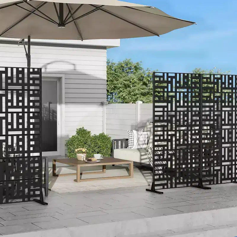 72 H35W Dovelina Black Metal Planter Box with Trellis Privacy Screen for Caf Patio,Garden & Balconies