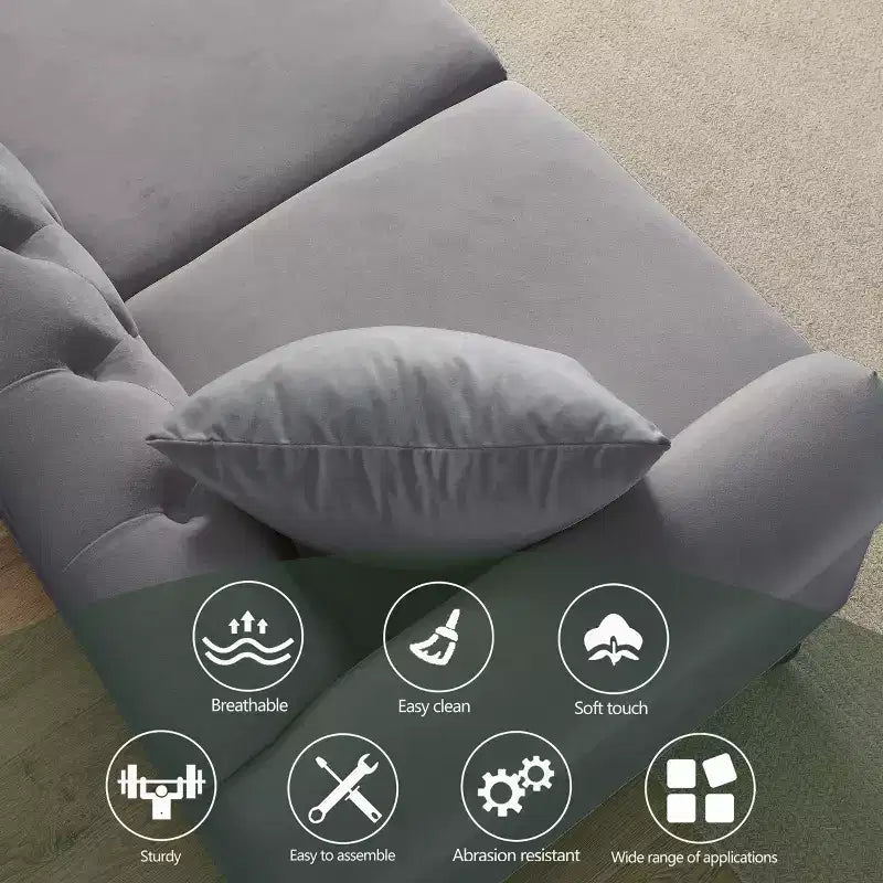79 Chesterfield Sofa Grey Velvet for Living Room, 3 Seater Sofa Tufted Couch with Rolled Arms and Nailhead for Living Room