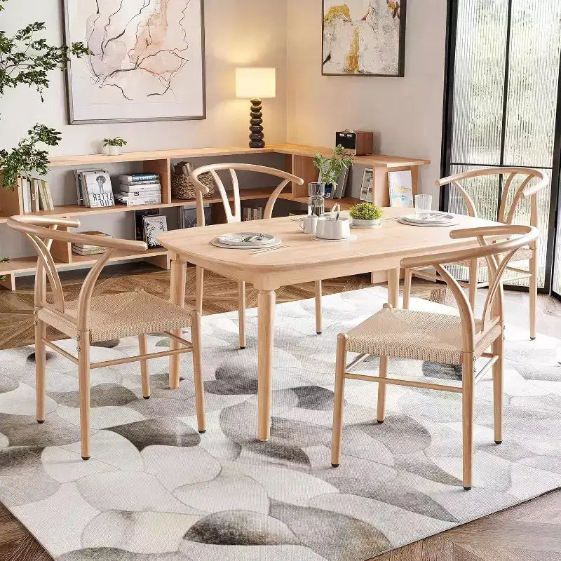 Pexfix Nature Metal Rattan Dining Room Chair Set of 2