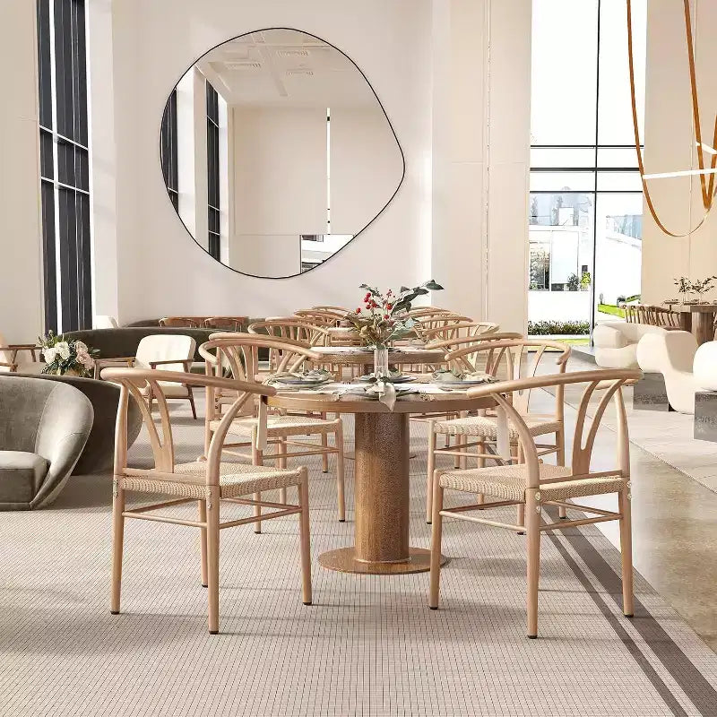 Pexfix Nature Metal Rattan Dining Room Chair Set of 2