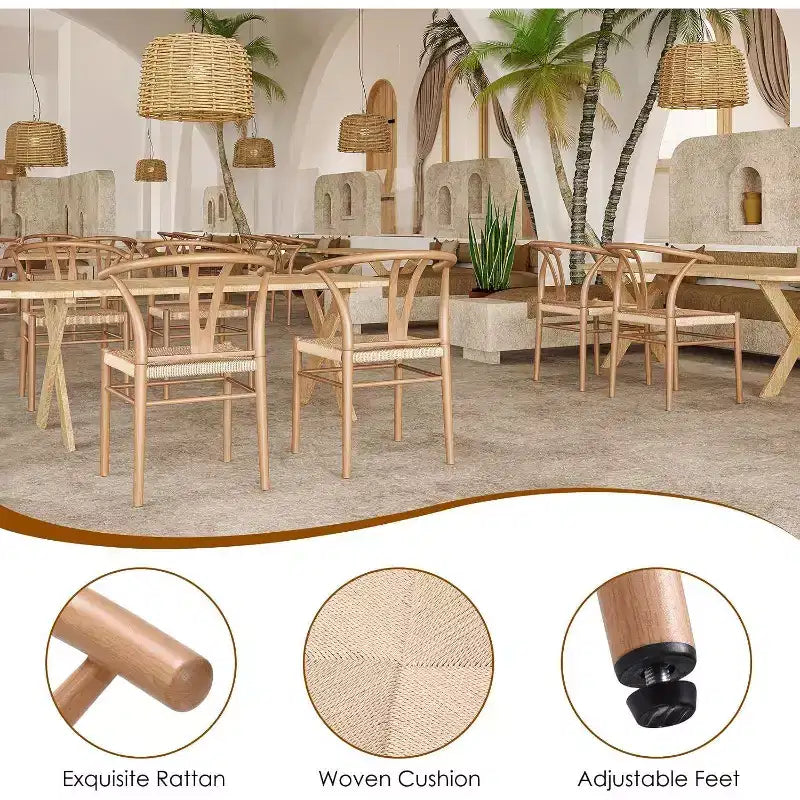Pexfix Nature Metal Rattan Dining Room Chair Set of 2