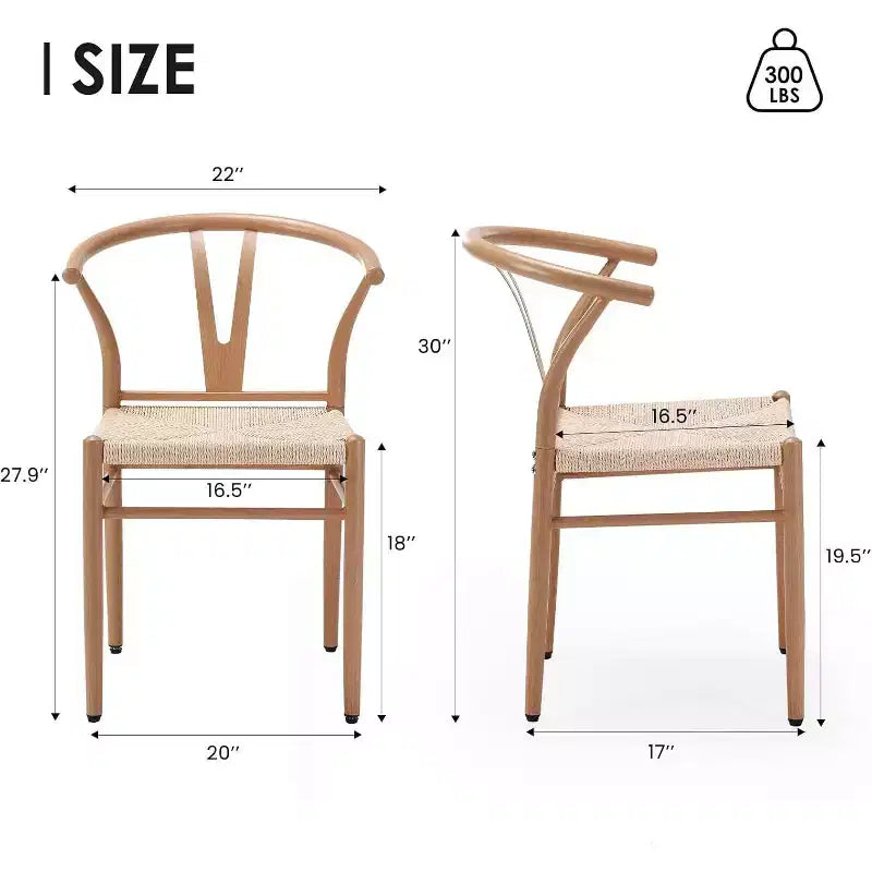 Pexfix Nature Metal Rattan Dining Room Chair Set of 2