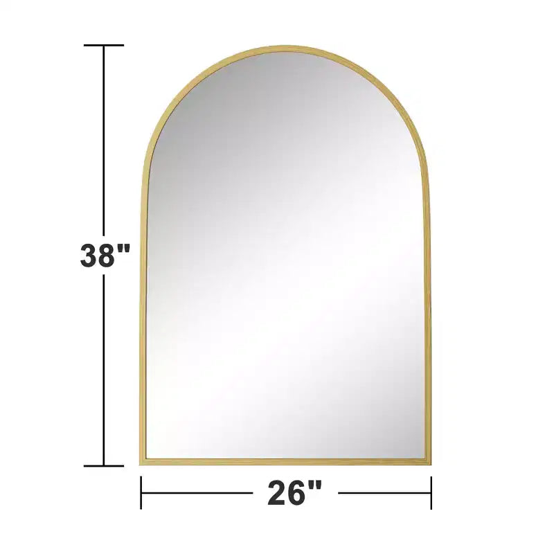 Aluminum Alloy Thin Edge Right Angle Arch-shaped Gold Hanging Mirror 96*66*2.8cm (Double-Sided Installation)