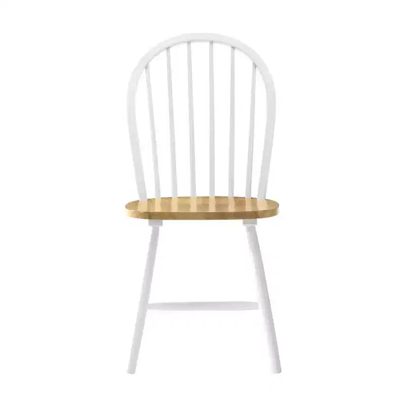 Simple Relax Set of 4 Dining Side Chair with Spindle Back in Natural and White