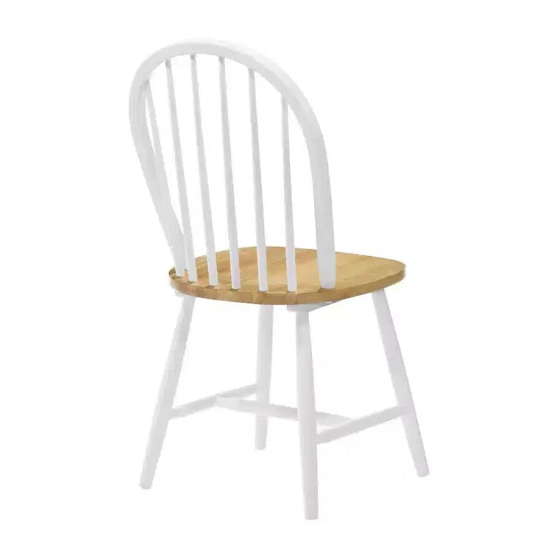 Simple Relax Set of 4 Dining Side Chair with Spindle Back in Natural and White