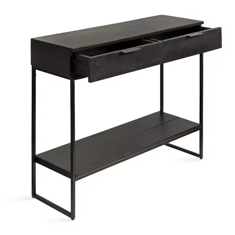 Kate and Laurel Malone Wood and Metal Console Table, 36x13x31, Black