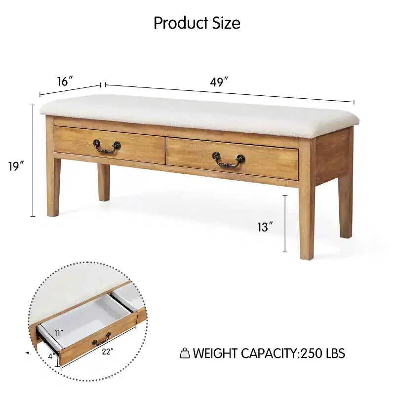 Subrtex Upholstered Storage Bench with Solid Wood Leg
