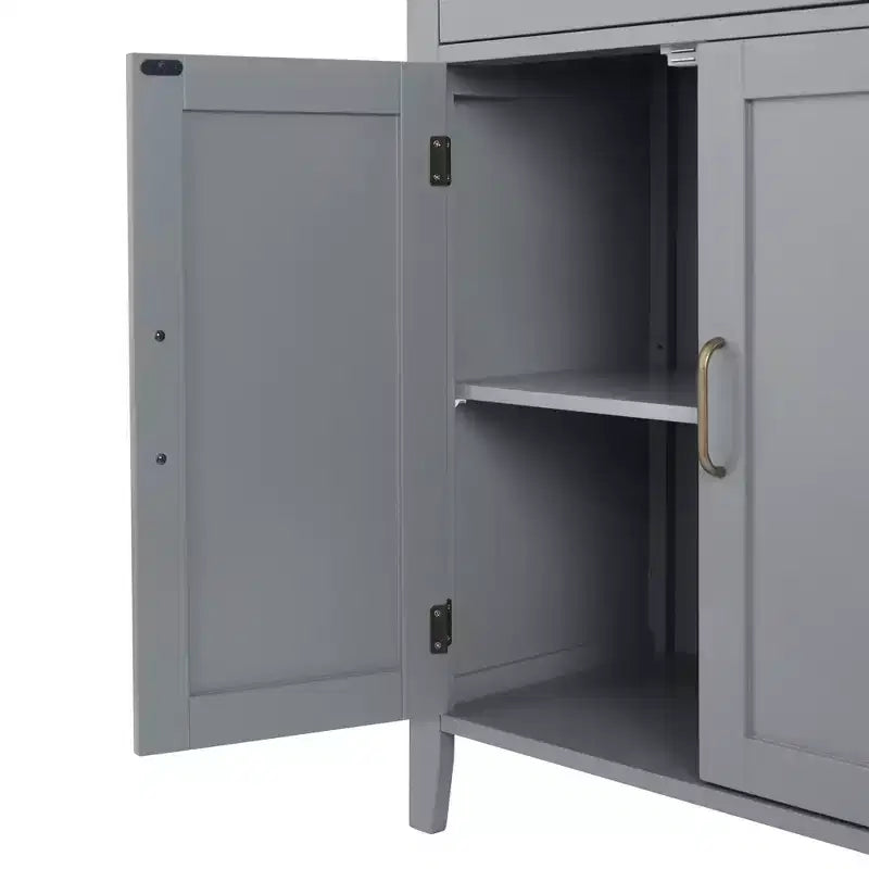 Teamson Home Mercer Wooden Bathroom Furniture, Floor Storage Cabinet with Drawer, Grey