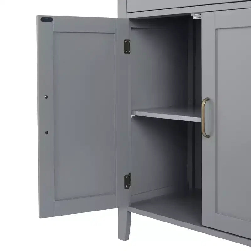 Teamson Home Mercer Wooden Bathroom Furniture, Floor Storage Cabinet with Drawer, Grey