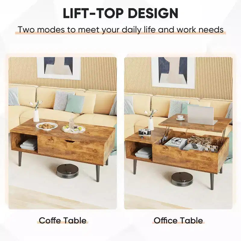 MAYEERTY Coffee Table - Lift Tabletop with Storage for Living Room
