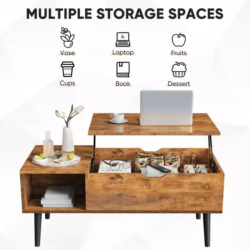 MAYEERTY Coffee Table - Lift Tabletop with Storage for Living Room