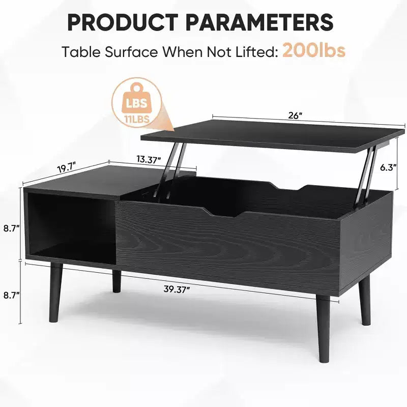 MAYEERTY Coffee Table - Lift Tabletop with Storage for Living Room