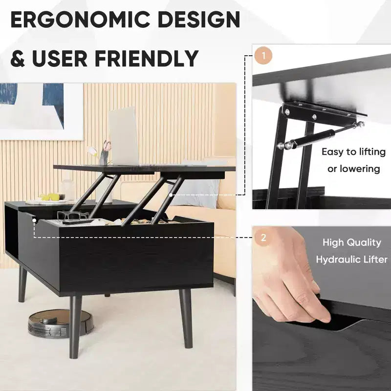 MAYEERTY Coffee Table - Lift Tabletop with Storage for Living Room