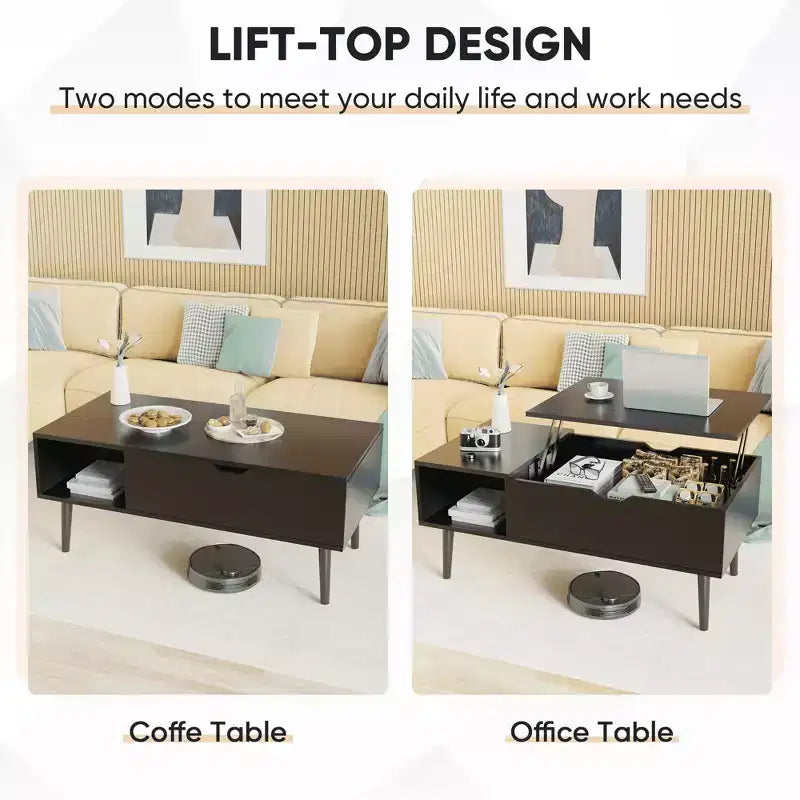 MAYEERTY Coffee Table - Lift Tabletop with Storage for Living Room