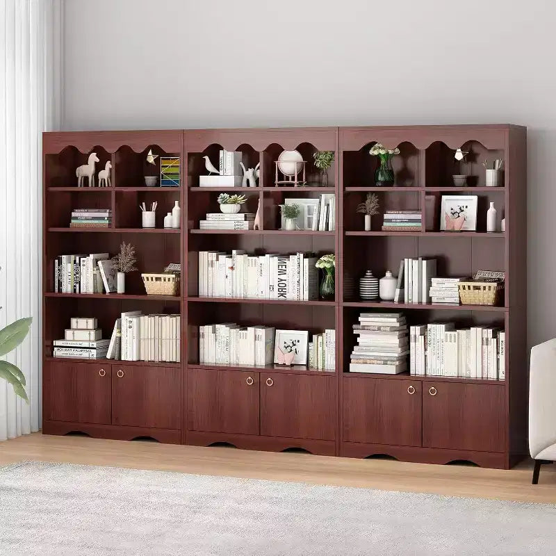 5 Tier Wooden Floor Standing Bookcase, 63 Inch High Display Storage Cabinet, Self Standing Bookcase, Home Office, Study Room, Kitchen