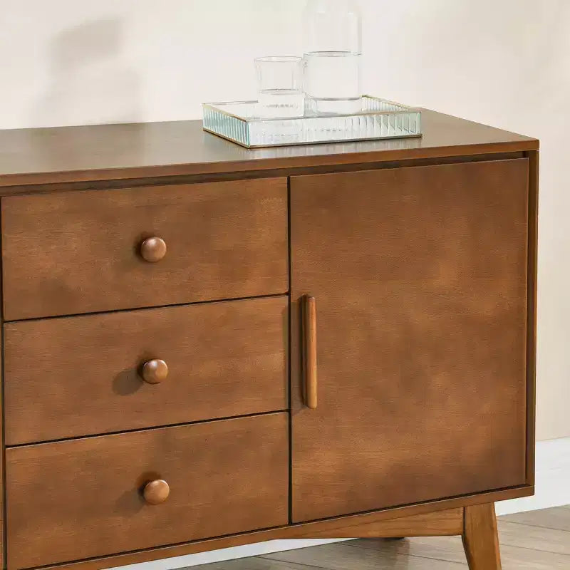 GDFStudio Sigrid Mid Century Modern 47.3 Wood Storage Sideboard with 2 Doors and 3 Drawers