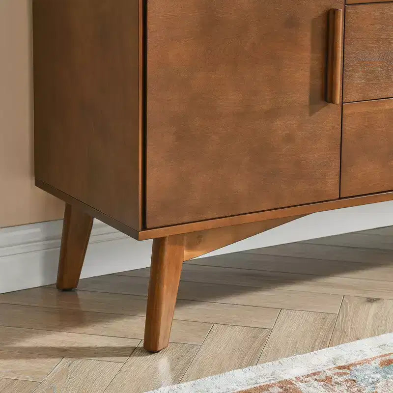 GDFStudio Sigrid Mid Century Modern 47.3 Wood Storage Sideboard with 2 Doors and 3 Drawers