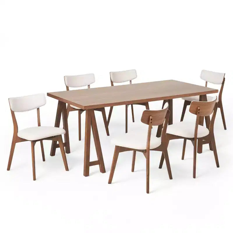 Christopher Knight Home Chazz Mid Century Modern Fabric Upholstered 7 Piece Dining Set