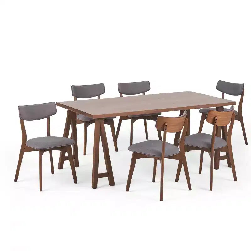 Christopher Knight Home Chazz Mid Century Modern Fabric Upholstered 7 Piece Dining Set