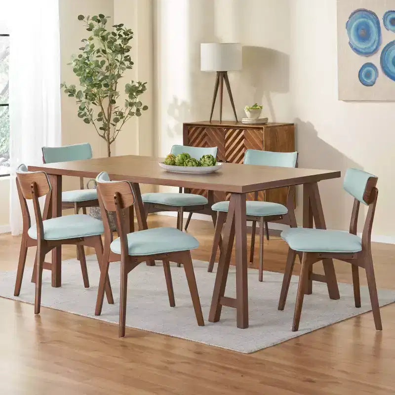 Christopher Knight Home Chazz Mid Century Modern Fabric Upholstered 7 Piece Dining Set