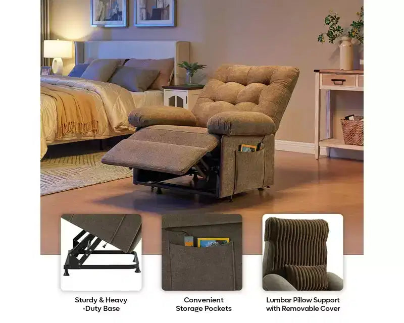 Bestier Power Lift Recliner Chair for Elderly,Adjustable Angle Electric Recliner With Triple Motor,Side Pocket&Soft Recliner for Living Room & Bedroom