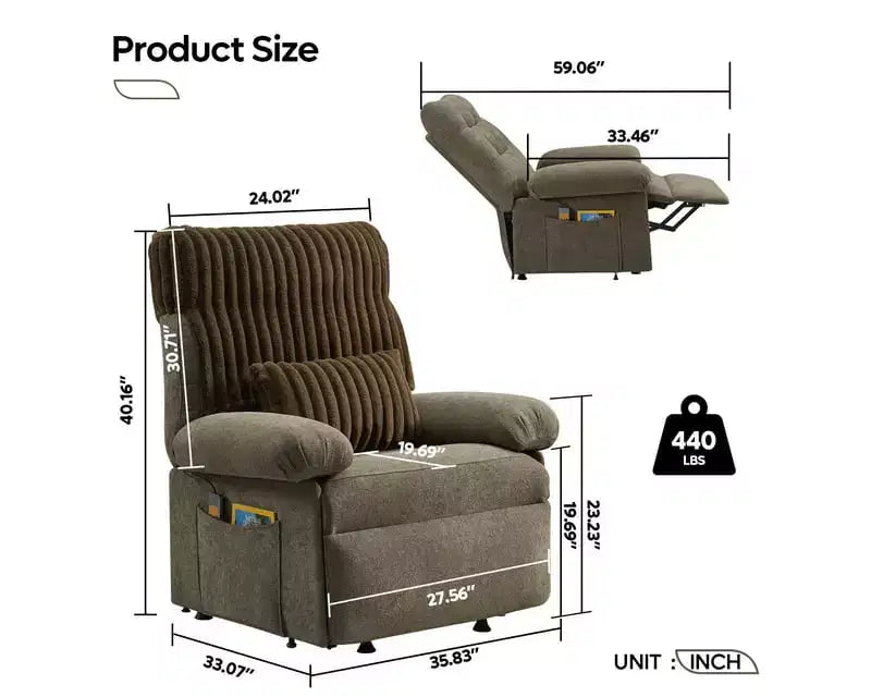Bestier Power Lift Recliner Chair for Elderly,Adjustable Angle Electric Recliner With Triple Motor,Side Pocket&Soft Recliner for Living Room & Bedroom