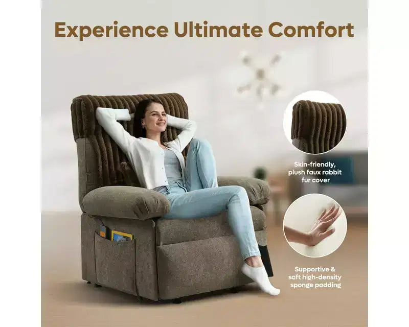 Bestier Power Lift Recliner Chair for Elderly,Adjustable Angle Electric Recliner With Triple Motor,Side Pocket&Soft Recliner for Living Room & Bedroom