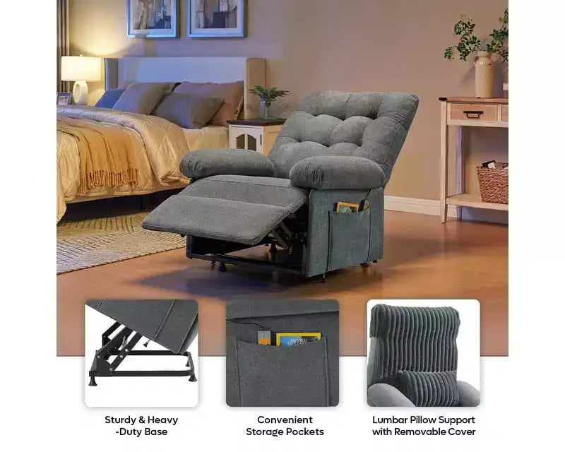 Bestier Power Lift Recliner Chair for Elderly,Adjustable Angle Electric Recliner With Triple Motor,Side Pocket&Soft Recliner for Living Room & Bedroom