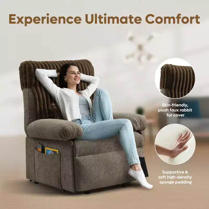 Bestier Power Lift Recliner Chair for Elderly,Adjustable Angle Electric Recliner With Triple Motor,Side Pocket&Soft Recliner for Living Room & Bedroom