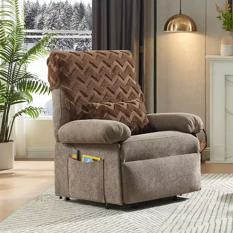 Bestier Power Lift Recliner Chair for Elderly,Adjustable Angle Electric Recliner With Triple Motor,Side Pocket&Soft Recliner for Living Room & Bedroom