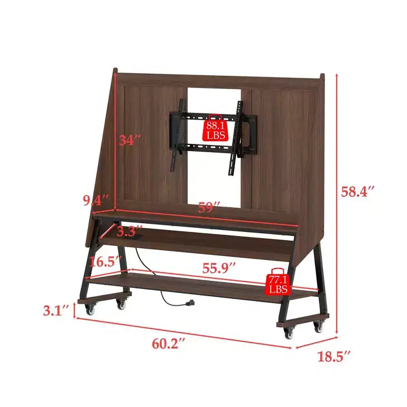 Famapy Modern Mobile TV Stand with Integrated Power Outlets - Supports 42 - 60 Inch TVs, Stylish Design for Home Entertainment Spaces