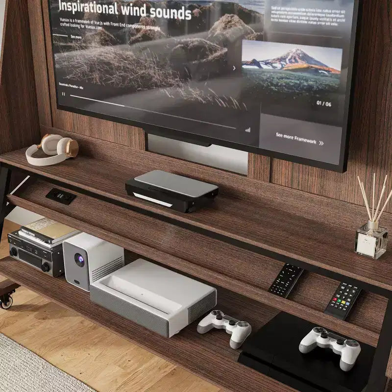 Famapy Modern Mobile TV Stand with Integrated Power Outlets - Supports 42 - 60 Inch TVs, Stylish Design for Home Entertainment Spaces