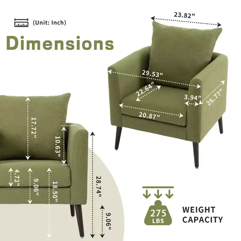 Okak Modern Upholstered Arm Accent Chair for Bedroom,Comfy Lounge Chair for Living Room,Apartment