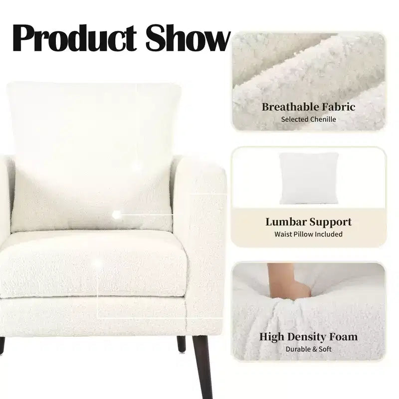 Okak Modern Upholstered Arm Accent Chair for Bedroom,Comfy Lounge Chair for Living Room,Apartment