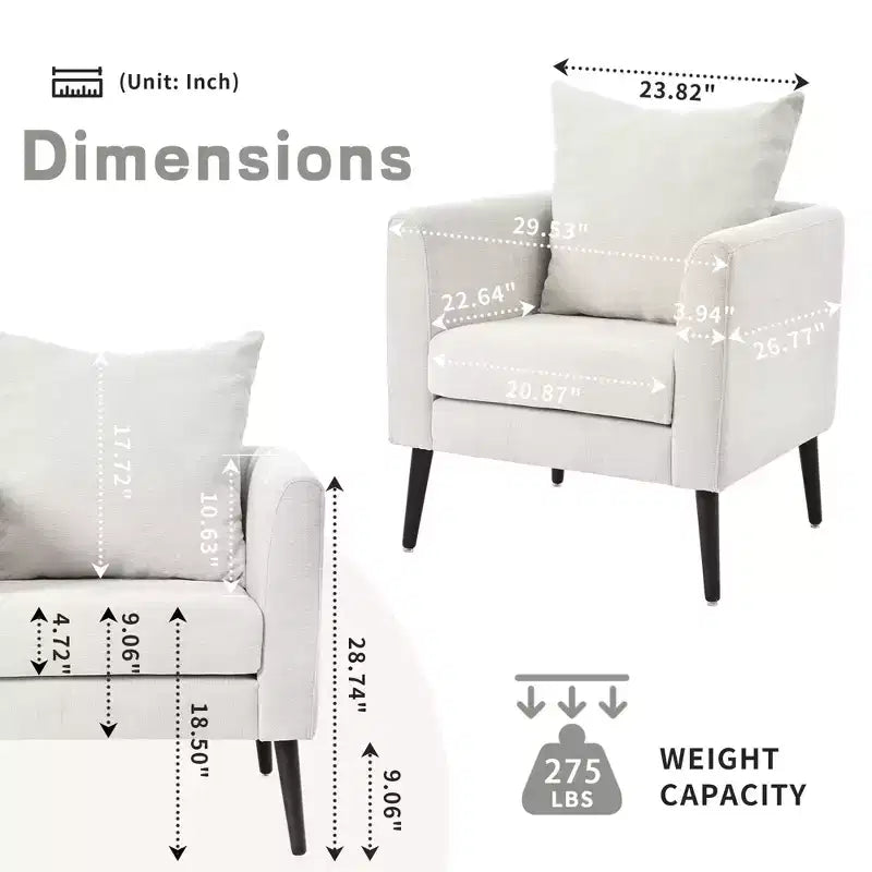 Okak Modern Upholstered Arm Accent Chair for Bedroom,Comfy Lounge Chair for Living Room,Apartment
