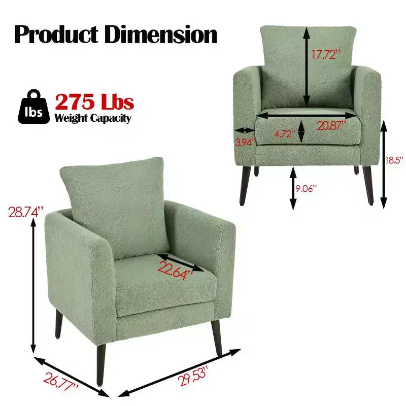 Okak Modern Upholstered Arm Accent Chair for Bedroom,Comfy Lounge Chair for Living Room,Apartment