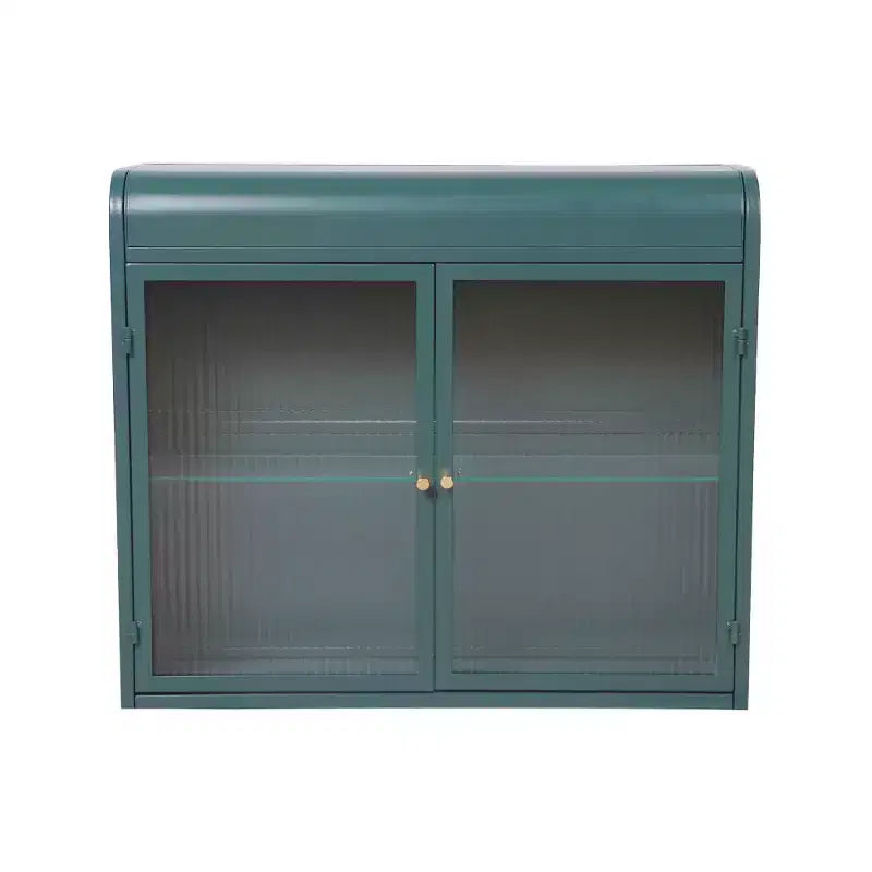 Chic Crate-Army Green 2-Door Wall-Mounted Metal Cabinet  Tempered Glass Shelves | Multi-Room | Bath, Kitchen, Office