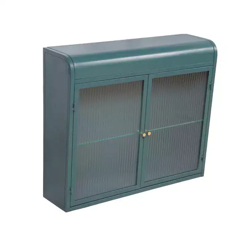 Chic Crate-Army Green 2-Door Wall-Mounted Metal Cabinet  Tempered Glass Shelves | Multi-Room | Bath, Kitchen, Office