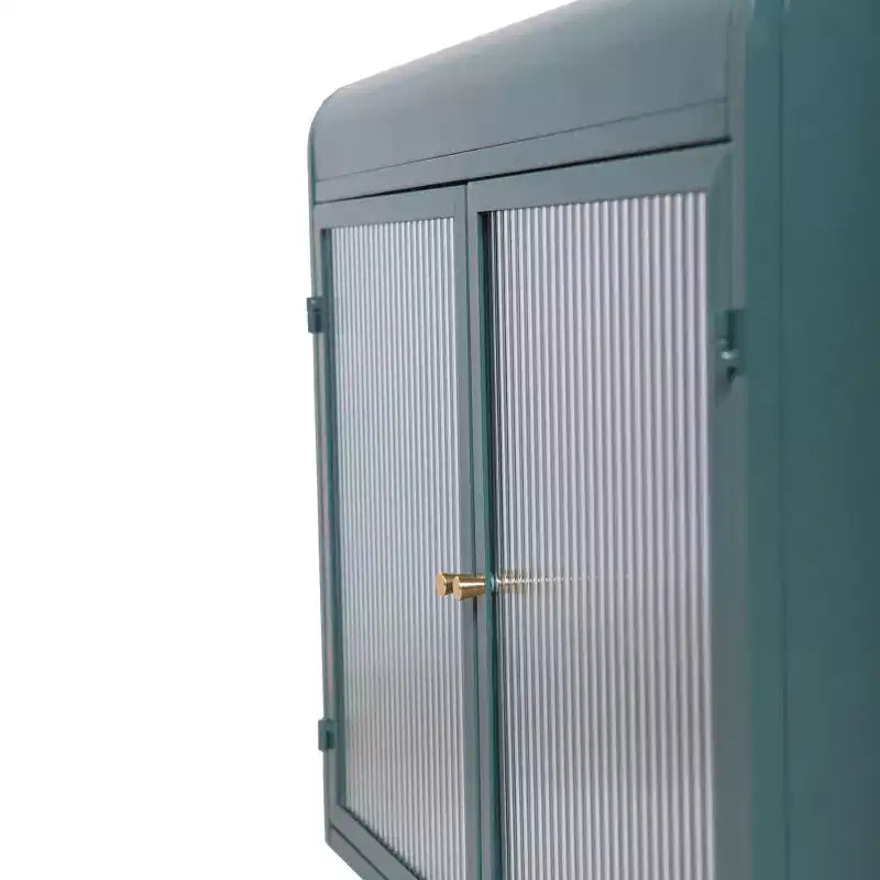 Chic Crate-Army Green 2-Door Wall-Mounted Metal Cabinet  Tempered Glass Shelves | Multi-Room | Bath, Kitchen, Office