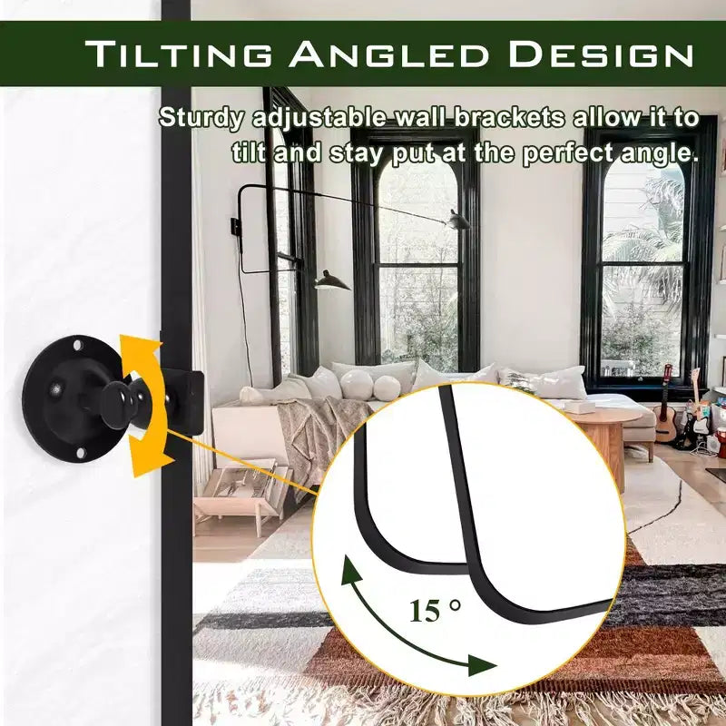 71x31 Arched Full-Body Mirror, Black Thin Aluminum Alloy Framed Full Length Mirror for Bathroom,Bedroom, Living/Dressing Room with Stand