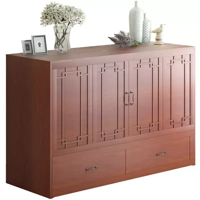 Mjkone Queen Murphy Bed with Mattress,Foldable Space-Saving Cube Cabinet Bed