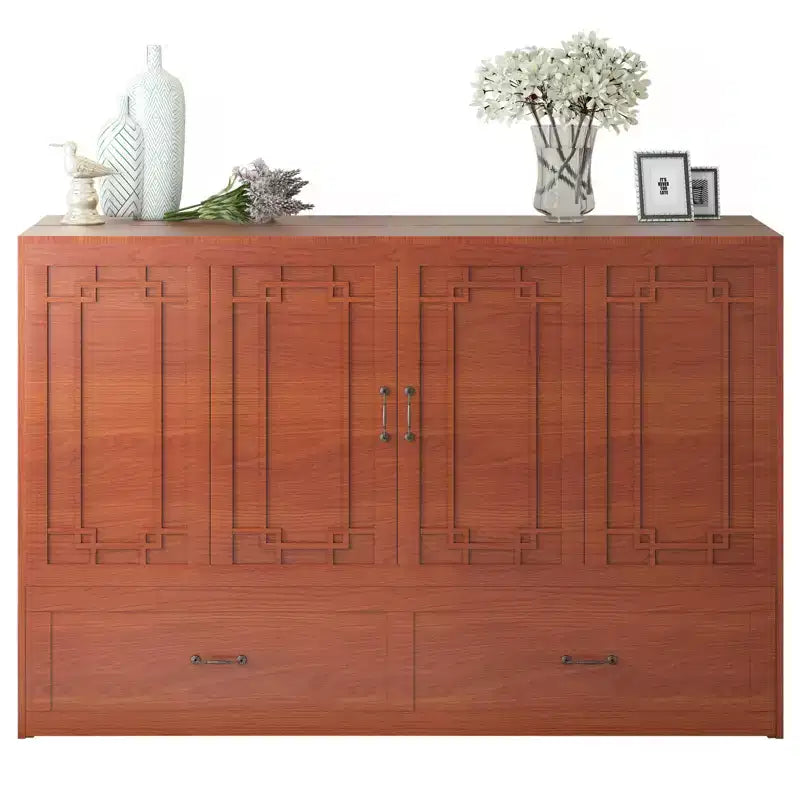 Mjkone Queen Murphy Bed with Mattress,Foldable Space-Saving Cube Cabinet Bed