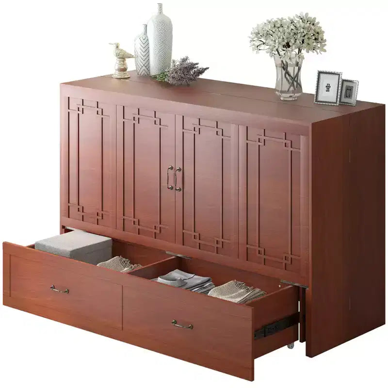 Mjkone Queen Murphy Bed with Mattress,Foldable Space-Saving Cube Cabinet Bed