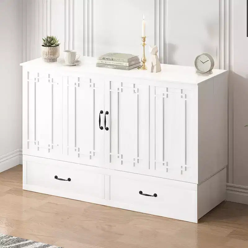 Mjkone Queen Murphy Bed with Mattress,Foldable Space-Saving Cube Cabinet Bed