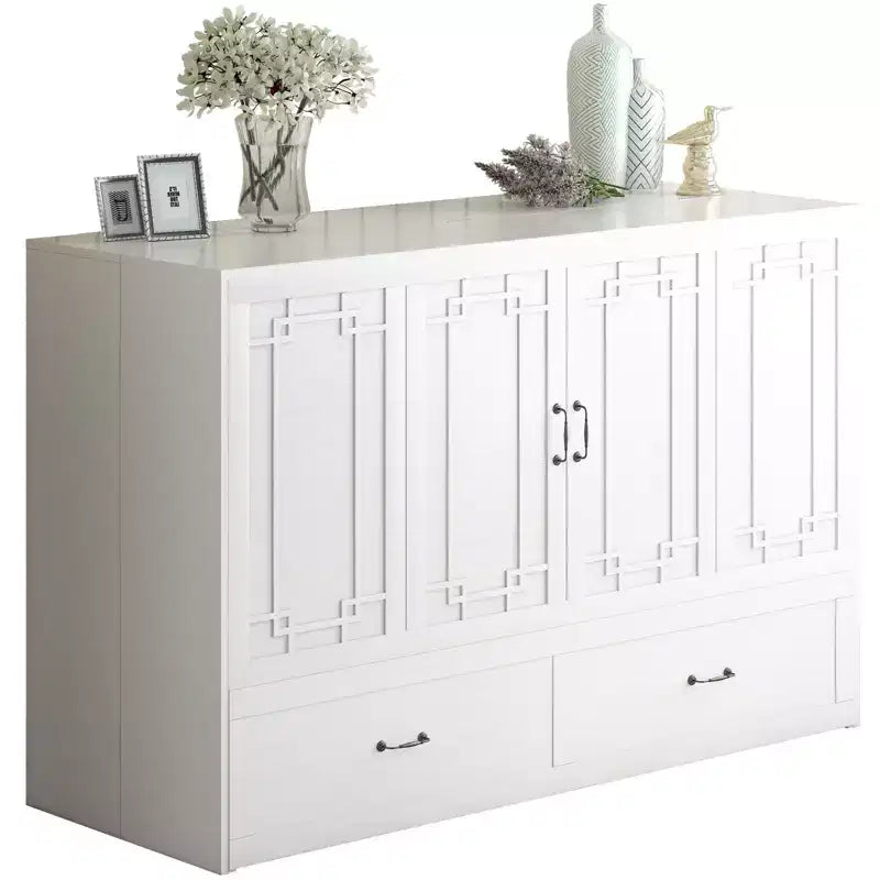 Mjkone Queen Murphy Bed with Mattress,Foldable Space-Saving Cube Cabinet Bed