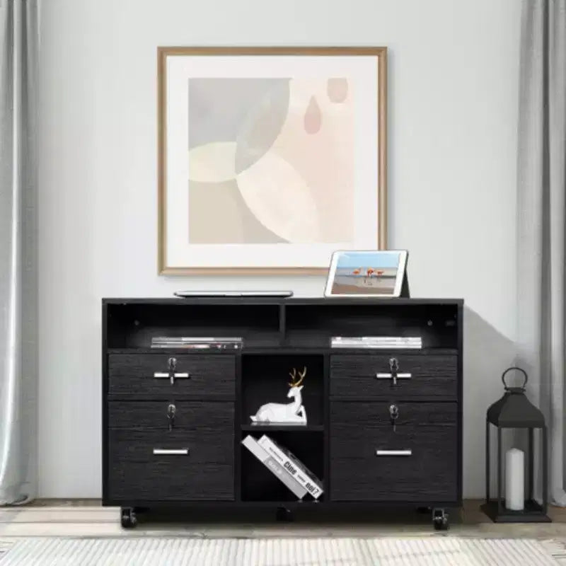Karl Home 4-Drawer Black MDF 40.94in. W File Cabinet