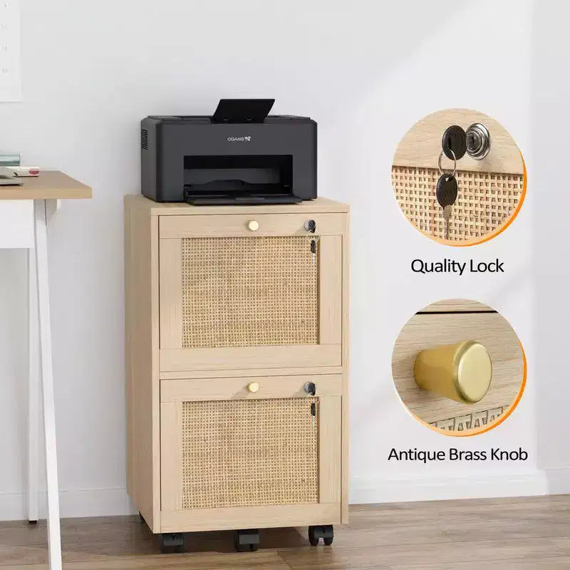 Karl Home 2-Drawer Beige MDF 14.96in. W Vertical File Cabinet